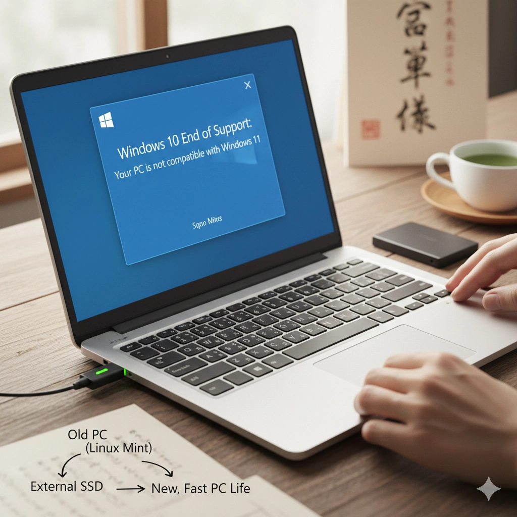 Laptop displaying a Windows 10 end of support message on screen