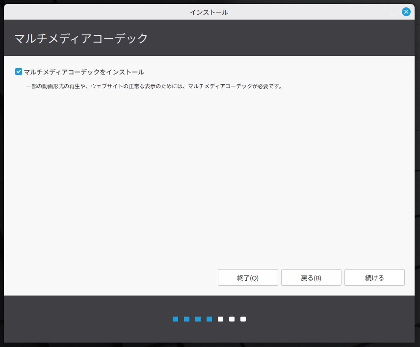 Linux Mint installer multimedia codecs option screen