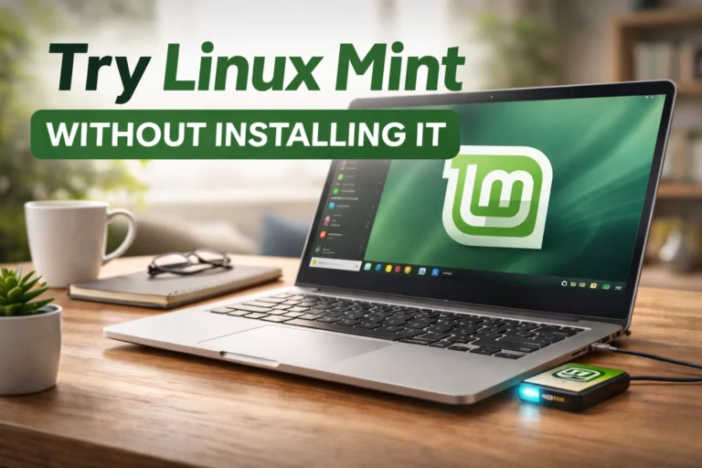 Trying Linux Mint from a USB without installing it on a Windows 10 computer